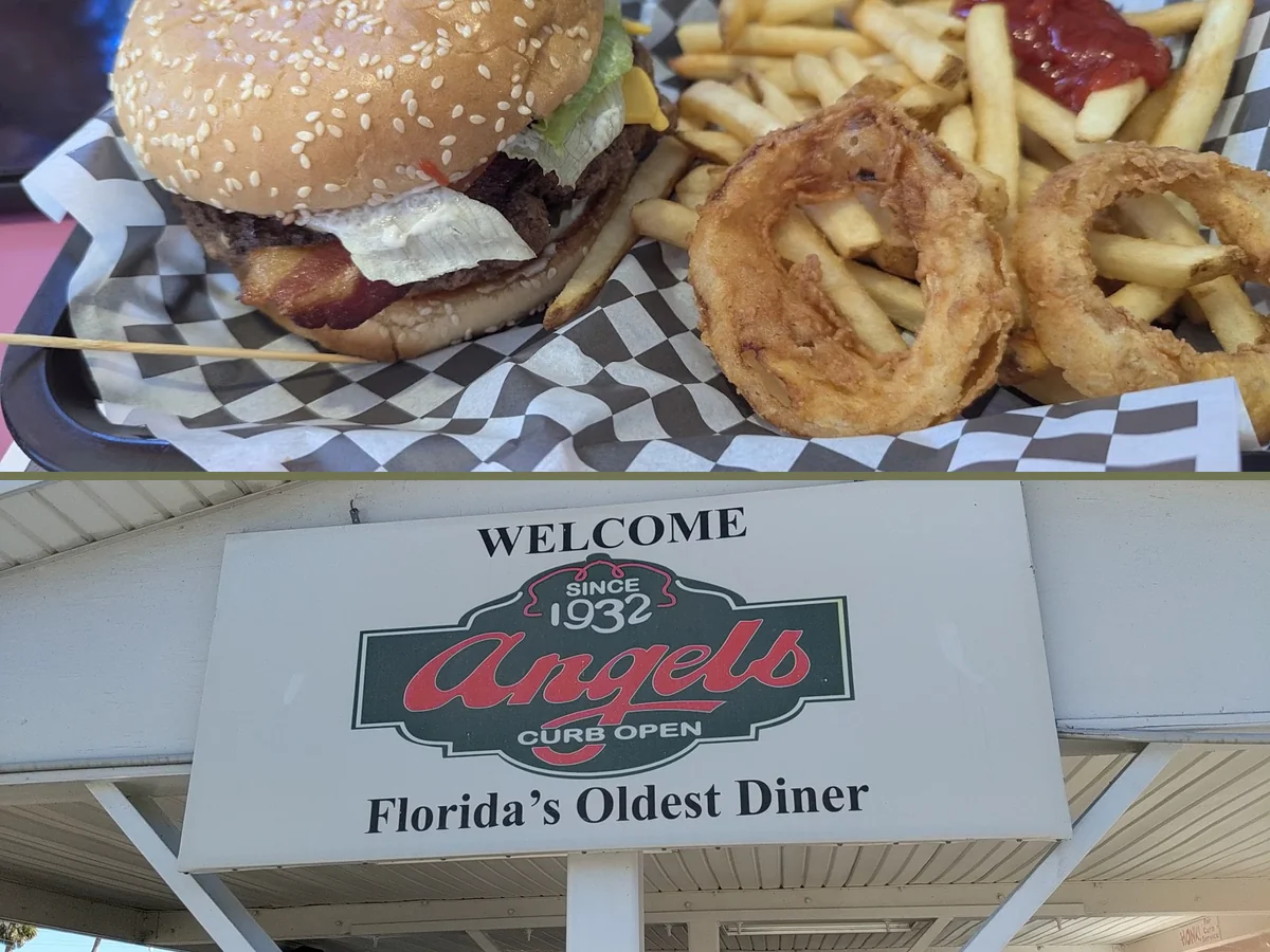Historic diner with parked cars outside.